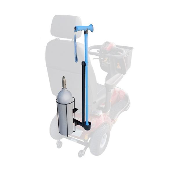 Walking Stick and Oxygen Bottle Carrier for Scooter