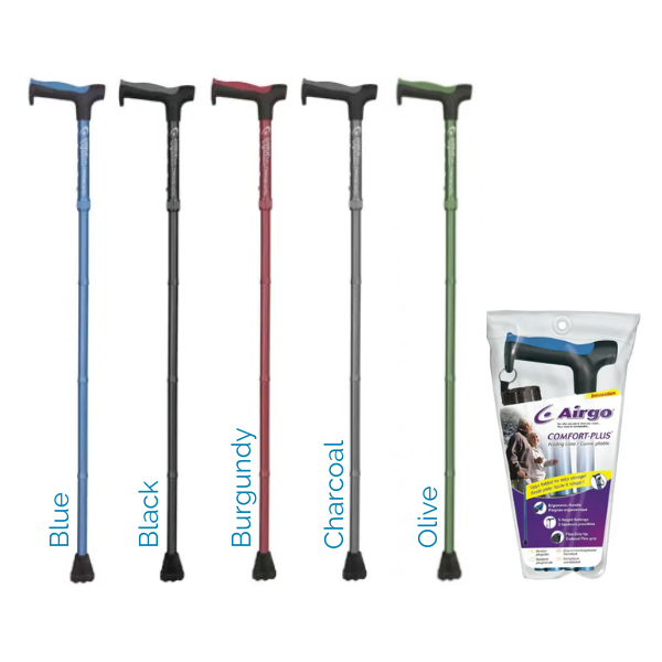 Airgo Comfort Plus Folding Walking Stick with Derby Handle